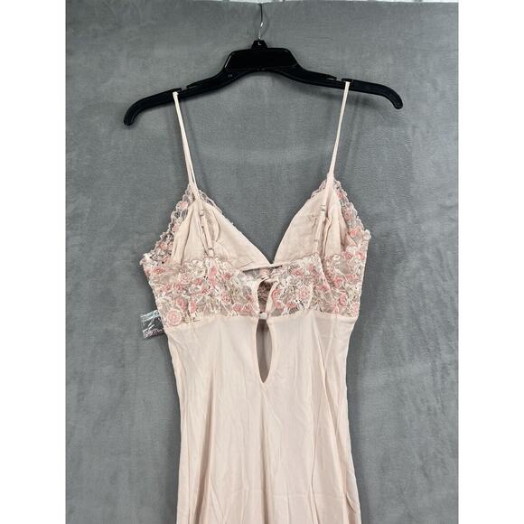New Free People Midnight Magic Maxi Slip Dress Size Small Pink Beaded - Picture 10 of 15